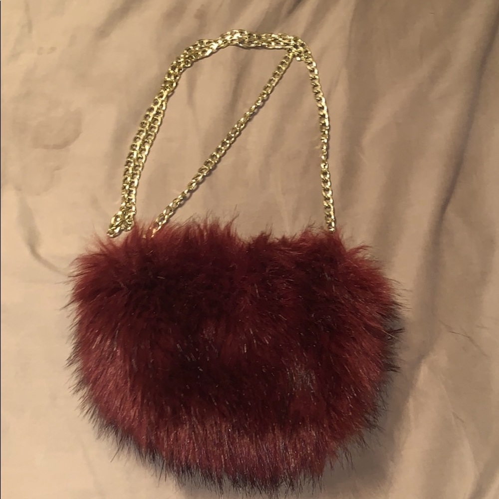 Burgundy Fur Crossbody